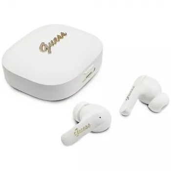 Guess Script Metal Logo True Wireless Stereo fülhallgató, fehér