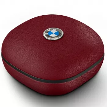 BMW Bluetooth TWS fülhallgató Leather Metal Logo ENC, piros