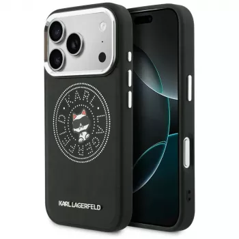 Karl Lagerfeld Point & Choupette Sketch MagSafe tok iPhone 17 Pro-hoz, fekete