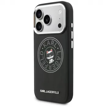 Karl Lagerfeld Point & Choupette Sketch MagSafe tok iPhone 17 Pro-hoz, fekete