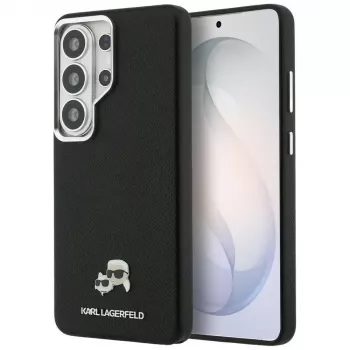 Karl Lagerfeld Saffiano KC Metal Logo MagSafe tok Samsung Galaxy S26 Ultra készülékhez, fekete