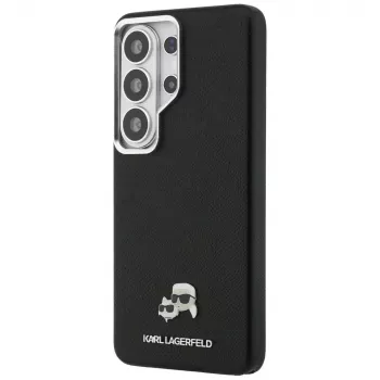Karl Lagerfeld Saffiano KC Metal Logo MagSafe tok Samsung Galaxy S26 Ultra készülékhez, fekete