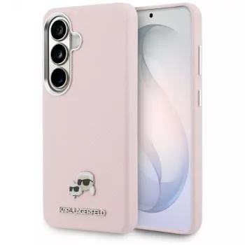Karl Lagerfeld Saffiano KC Metal Logo MagSafe tok Samsung Galaxy S26 készülékhez, rózsaszín
