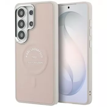 Karl Lagerfeld Embossed Ring RSG Logo MagSafe tok Samsung Galaxy S26 Ultra készülékhez, rózsaszín