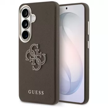 Guess Grained Big 4G Metal Logo tok Samsung Galaxy S26+ készülékhez, barna
