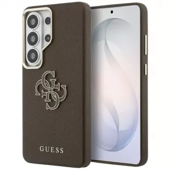 Guess Grained Big 4G Metal Logo tok Samsung Galaxy S26 Ultra készülékhez, barna
