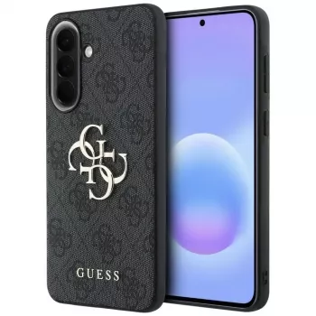 Guess Leather 4G Metal Logo tok Samsung Galaxy A37 5G készülékhez, fekete