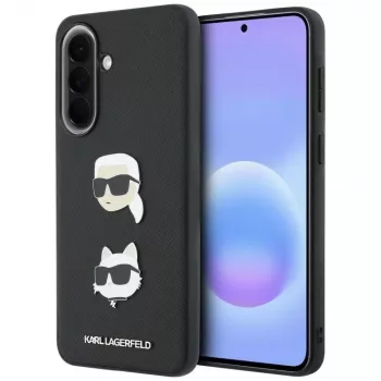 KARL LAGERFELD védőtok Samsung Galaxy A57 5G készülékhez, fekete, Karl & Choupette fejekkel, tűkkel és logóval