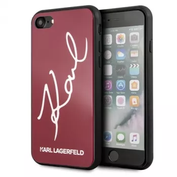 Karl Lagerfeld KLHCI8DLKSRE Signature Glitter kemény tok iPhone 7/8/SE 2020/SE 2022-höz, piros
