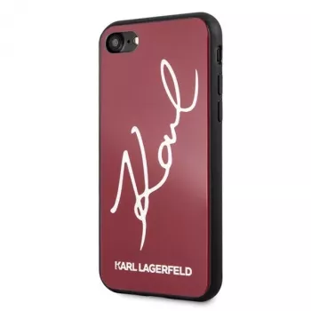 Karl Lagerfeld KLHCI8DLKSRE Signature Glitter kemény tok iPhone 7/8/SE 2020/SE 2022-höz, piros