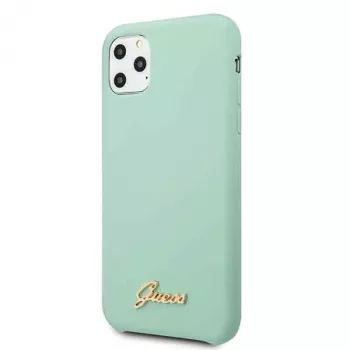 Guess GUHCN58LSLMGG iPhone 11 Pro zöld szilikon kemény tok vintage arany logóval
