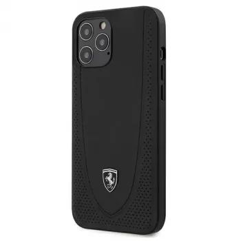 Ferrari Off Track perforált kemény tok Apple iPhone 12 Pro Max 6,7 inch-hoz - fekete
