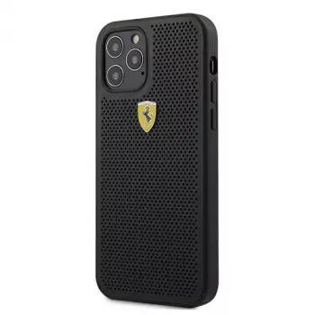 Ferrari FESPEHCP12LBK iPhone 12 Pro Max 6,7 inch kemény tok On Track Perforated fekete