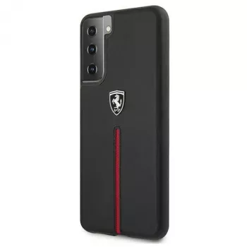 Ferrari FEOSIHCS21SBK Off Track bőr nylon csíkos kemény tok Samsung Galaxy S21hez (G991) - fekete