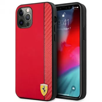 Ferrari FESAXHCP12LRE iPhone 12 Pro Max 6,7 inch piros kemény tok On Track Carbon Stripe