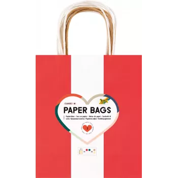 Folia 7 papírtáska CLASSIC M piros natúr zöld krém metál arany 18,0 x 21 cm