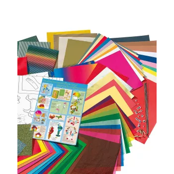 Folia 50915/1 kézműves papír készlet - 107 darab - többszínű - fiúknak és lányoknak - papír, karton, fólia - doboz