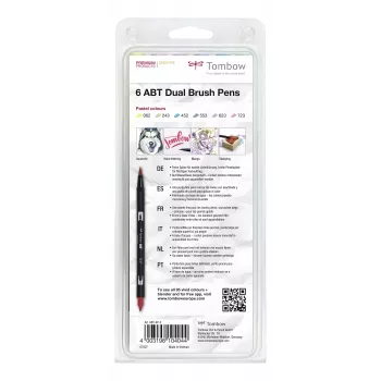 Tombow ABT-6P-2 Dual Brush Pen készlet - 6 szín - finom hegy és ecsethegy - többszínű