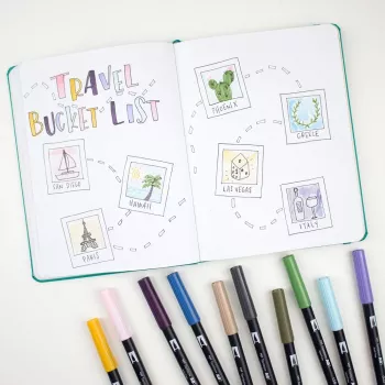 Tombow ABT-6P-4 Dual Brush Pen készlet - 6 filc - finom és ecsethegy - többszínű - kerek