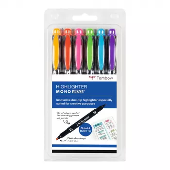 Tombow MONO Edge kiemelő toll készlet - ferde és golyós hegy 3,8mm 0,8mm vonal, vegyes (6 toll)