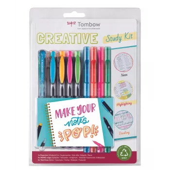 Tombow The Creative Study Kit 4 Reporter golyóstollal és 4 Mono Edge szövegkiemelővel