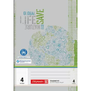 BRUNNEN Recycling School Notebook Lineatur 4 Lined Without Margin