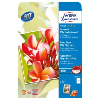 Avery Zweckform 2556-20 prémium fényes fotópapír, fényes, A4, 250 g/m², 20 lap