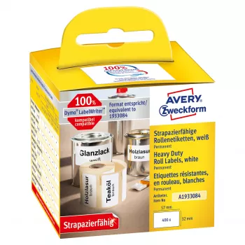 Avery Zweckform címkék tekercsen - tartós ragasztó - fehér - 57 x 32 mm - 400 címke (1 tekercs, 400 darab)