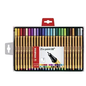STABILO point 88 fineliner tollkészlet – 30 vegyes szín – 0,4 mm – fémbevonatú filchegy – vízbázisú tinta – hatszögletű szár – szellőző kupak – kartondoboz