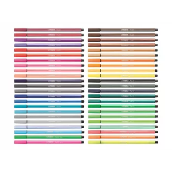 STABILO Pen 68 filctoll szett, 20 szín, válogatott, műanyag doboz, zebratürkiz, 1 mm vonalvastagság