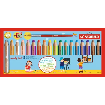 STABILO Woody 3 in 1 multifunkciós ceruza - puha - vegyes színek - 18 darab