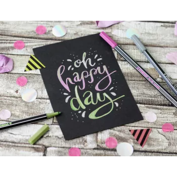 STABILO Pen 68 Metallic szálhegyű toll - metálrózsaszín - 1 db