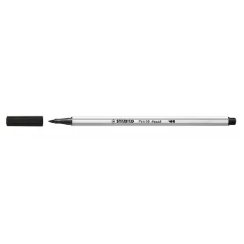 STABILO Pen 68 Brush - medium - fekete - ecsethegy - vízbázisú tinta - Németország - felnőttek és gyerekek