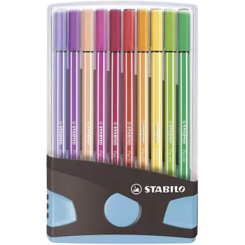 STABILO Pen 68 filctoll szett - medium - 20 szín - válogatott - 1 mm - 24 h kupak nélkül - vízbázisú tinta