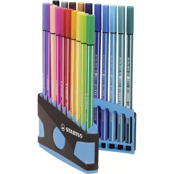 STABILO Pen 68 filctoll szett - medium - 20 szín - válogatott - 1 mm - 24 h kupak nélkül - vízbázisú tinta