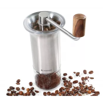 Zassenhaus BARISTA kávédaráló, nemesacél / üveg, kézi daráló kerámia őrlőművel