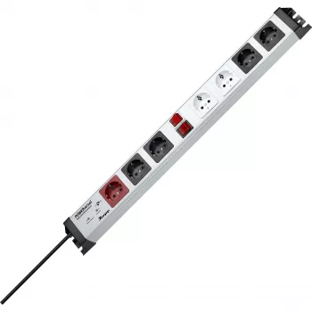 Heinrich Kopp POWERversal elosztó 7 AC-aljzattal, F típus, IP20, 3600 W, fekete/szürke/piros/fehér, 1,4 m kábel