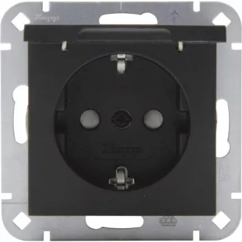 Heinrich Kopp SCHUKO-aljzat billenőfedéllel, matt fekete, USB-töltésfunkció, IP44