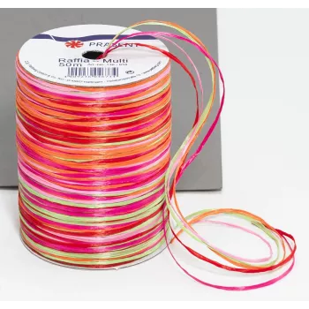 C.E. PATTBERG raffia ajándékszálag matt rózsaszín/piros/narancs/zöld 3,0 mm x 50,0 m