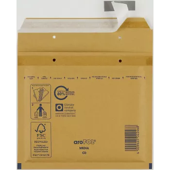 Vereinigte Papierwarenfabriken 100 aroFOL CLASSIC párnázott buborékos boríték, 11-es méret (A1), 165x100 mm, barna/kraft