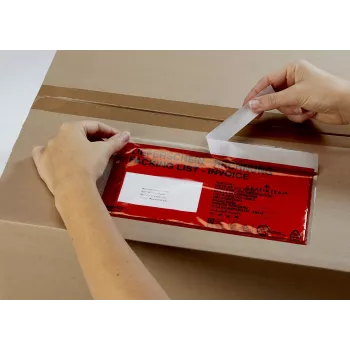 Vereinigte Papierwarenfabriken Docufix öntapadós dokumentumtáska DL szállítólevél/számla piros/átlátszó 1000 darabos csomag