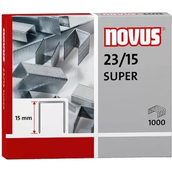 Novus Dahle Novus 23/15 SUPER tűzőkapocs-csomag - 1,5 cm - 1000 tűzőkapocs - acél - rozsdamentes acél
