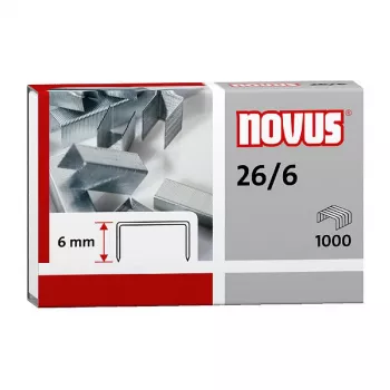 Novus Dahle Novus 26/6 tűzőkapocs-csomag - 6 mm - 1000 tűzőkapocs - horganyzott acél - ezüst