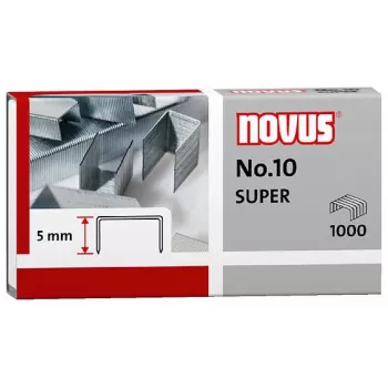 Novus Dahle No.10 SUPER tűzőkapocs - 5 mm szárhossz - rozsdamentes acél - 1000 tűzőkapocs - kapacitás 20 lap