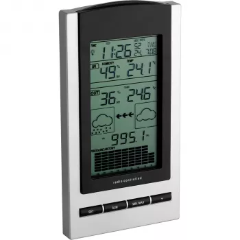 TFA Gaia rádióvezérelt meteorológiai állomás színes LCD-vel, 433 MHz, DCF-77 rádióvezérlés, fekete