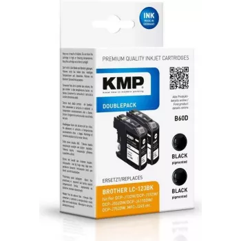 KMP DOUBLEPACK B60D fekete tintapatron 2 darabos csomag, 14,1 ml