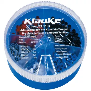 KLAUKE ST 11 B szigetelt érvéghüvely-készlet - 625 darab, 0,5-10 mm², szürke/fekete doboz