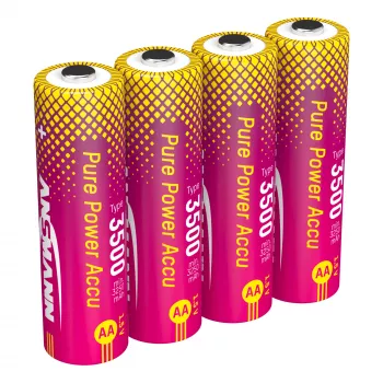 ANSMANN PurePower 3500 AA 1.5 V Li-Ion Rechargeable Batteries, 3500 mAh, 4-Pack (1312-0042)