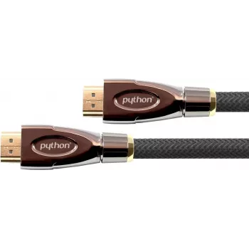 PYTHON nagy sebességű HDMI Ethernet-kábellel 4K2K/UHD, aranyozott érintkezők, OFC, nylon szövet, fekete, 1 m, PYTHON sorozat (GC-M0015)
