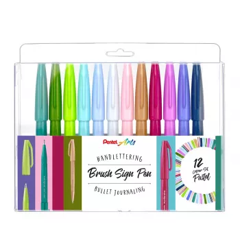 Pentel Brush Sign Pen Artist 12 pasztell brush pen készlet SES15C-12